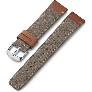 Timex 20mm Fabric & Genuine Leather Strap – Tan & Brown with Silver-Tone Buckle(Tan/Brown/Silver-Tone)