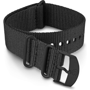 Timex 22mm Fabric Double-Layer Slip-Thru Strap – Black with Black Buckle(Black/Black)