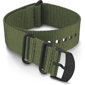 Timex 22mm Fabric Double-Layer Slip-Thru Strap – Black with Black Buckle(Green/Black)