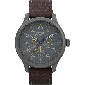 Timex Expedition Field Chronograph 43mm Men’s Analog Watch | INDIGLO Backlight | Durable Comfortable Adjustable Strap | Rugged Outdoor Watch | 100M Water Resistance(Brown/Black/Gunmetal)