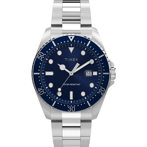 Timex Men’s Dress 42mm Watch(Silver-Tone/Silver-Tone/Blue)