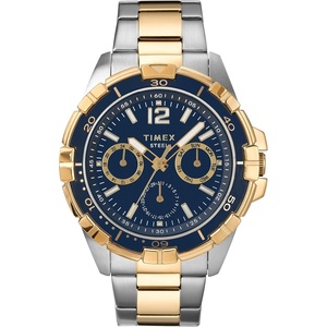 Timex Men’s Dress Multifunction 45mm Watch(Two-Tone/Blue)
