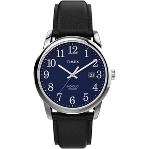 Timex Men’s Easy Reader Watch(Black/Silver-Tone/Blue/38mm)