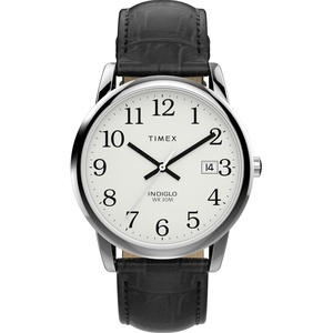 Timex Men’s Easy Reader Watch(Black/Silver-Tone/White)