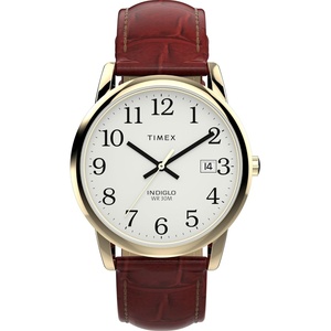 Timex Men’s Easy Reader Watch(Brown/Gold-Tone/White)