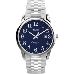 Timex Men’s Easy Reader Watch(Silver-Tone/Silver-Tone/Blue/38mm)