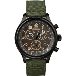 Timex Men’s Expedition Field Chrono 43mm Watch(Black/Black/Green)