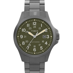 Timex Men’s Expedition Field Solar 41mm Watch – Gunmetal Bracelet Green Dial Gunmetal Case