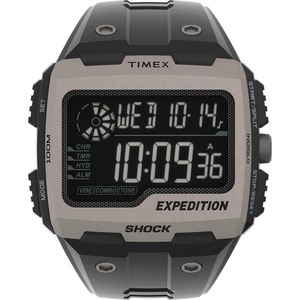 Timex Men’s Expedition Grid Shock Quartz Resin Strap(Black/Gray/Negative)