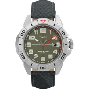 Timex Men’s Expedition North Ridge 42mm Watch – Black Strap Green Dial Silver-Tone Case(Black/Silver-Tone/Green)
