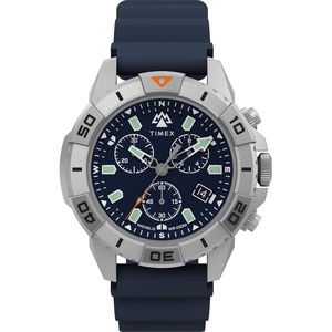 Timex Men’s Expedition North Ridge 42mm Watch – Black Strap Green Dial Silver-Tone Case(Blue/IP Steel/Blue)