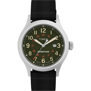 Timex Men’s Expedition North Sierra 40mm Watch – Black Strap Green Dial Silver-Tone Case(Black/Green/Silver-Tone)