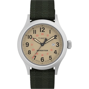 Timex Men’s Expedition North Sierra 40mm Watch – Black Strap Green Dial Silver-Tone Case(Green/Natural/Silver-Tone)