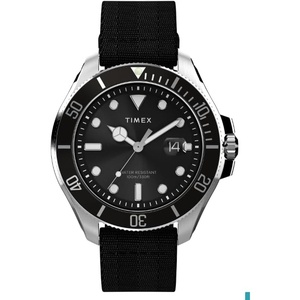 Timex Men’s Harborside Coast 43mm Watch with Silver-Tone Case & Stainless Steel Bracelet(Black/IP Steel/Black)