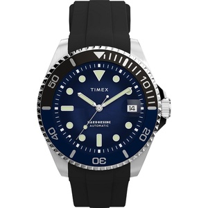 Timex Men’s Harborside Coast Automatic 40mm Watch(Black/Silver-Tone/Blue)