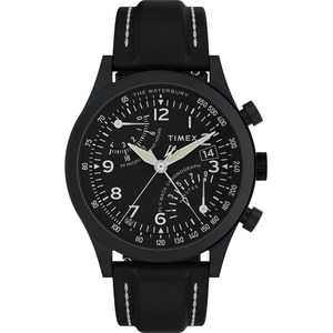 Timex Men’s Waterbury Chronograph 42mm Watch – Stainless Steel Bracelet Black Dial Stainless Steel Case(Black/Black/Black)