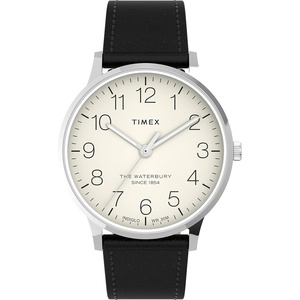 Timex Men’s Waterbury Classic 40mm Watch(Black/Cream/Stainless Steel)