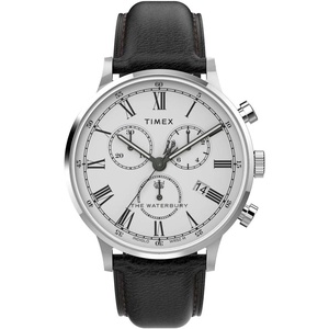Timex Men’s Waterbury Classic 40mm Watch(Black/White/Stainless Steel/Chrono)