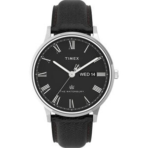 Timex Men’s Waterbury Classic 40mm Watch(Black/White/Stainless Steel/White)