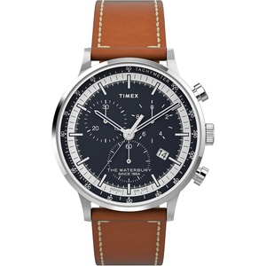 Timex Men’s Waterbury Classic 40mm Watch(Brown/Blue/Stainless Steel)
