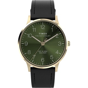 Timex Men’s Waterbury Classic 40mm Watch(Brown/Gold-Tone/Green)