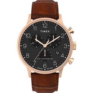 Timex Men’s Waterbury Classic 40mm Watch(Brown/Rose Gold-Tone/Black)