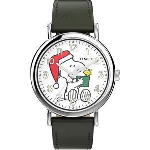 Timex Men’s Weekender 40mm Watch(Green/Silver-Tone/White/Snoopy)