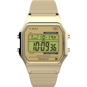 Timex T80 34mm Watch with Stainless Steel Bracelet(Gold-Tone/Gold-Tone/Digital)