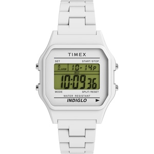 Timex T80 34mm Watch with Stainless Steel Bracelet(White)