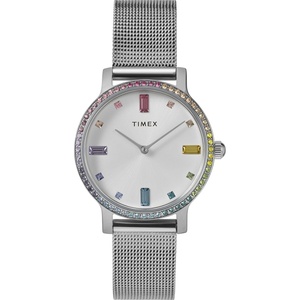 Timex Transcend 34mm Women’s Analog Watch | Stylish Modern Design(Silver-Tone/Silver-Tone/Silver-Tone)