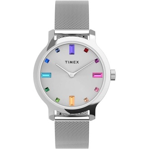 Timex Transcend 34mm Women’s Analog Watch | Stylish Modern Design(Stainless Steel/Silver-Tone/Silver-Tone)