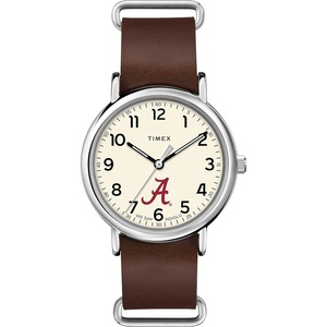 Timex Tribute Men’s Collegiate Weekender 40mm Quartz Leather Strap(Alabama Crimson Tide)