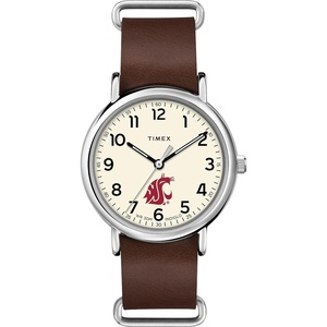 Timex Tribute Men’s Collegiate Weekender 40mm Quartz Leather Strap(Washington State Cougars)