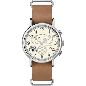Timex Tribute Men’s Collegiate Weekender Chrono 40mm Quartz Leather Strap(Alabama Crimson Tide)