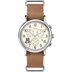 Timex Tribute Men’s Collegiate Weekender Chrono 40mm Quartz Leather Strap(Arizona Wildcats)