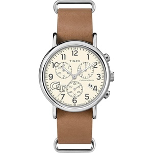 Timex Tribute Men’s Collegiate Weekender Chrono 40mm Quartz Leather Strap(Georgia Tech Yellow Jackets)