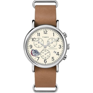 Timex Tribute Men’s Collegiate Weekender Chrono 40mm Quartz Leather Strap(Gonzaga Bulldogs)