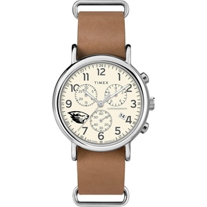 Timex Tribute Men’s Collegiate Weekender Chrono 40mm Quartz Leather Strap(Oregon State Beavers)
