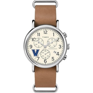Timex Tribute Men’s Collegiate Weekender Chrono 40mm Quartz Leather Strap(Villanova Wildcats)