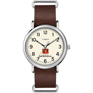 Timex Tribute Men’s NFL Weekender 40mm Quartz Leather Strap(Cincinnati Bengals)