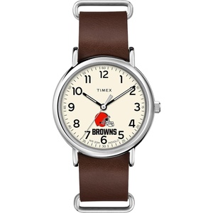 Timex Tribute Men’s NFL Weekender 40mm Quartz Leather Strap(Cleveland Browns)