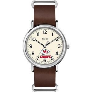 Timex Tribute Men’s NFL Weekender 40mm Quartz Leather Strap(Kansas City Chiefs)