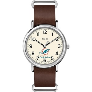 Timex Tribute Men’s NFL Weekender 40mm Quartz Leather Strap(Miami Dolphins)