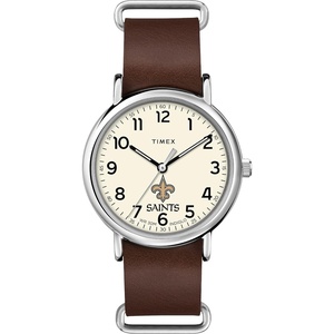 Timex Tribute Men’s NFL Weekender 40mm Quartz Leather Strap(New Orleans Saints)