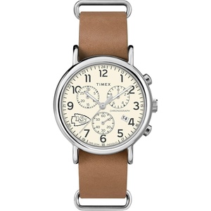 Timex Tribute Men’s NFL Weekender Chrono 40mm Quartz Leather Strap(Kansas City Chiefs)