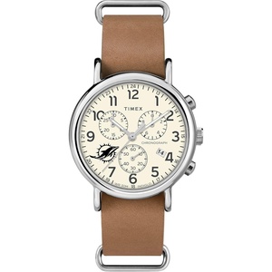 Timex Tribute Men’s NFL Weekender Chrono 40mm Quartz Leather Strap(Miami Dolphins)