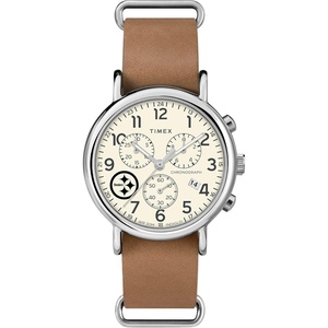 Timex Tribute Men’s NFL Weekender Chrono 40mm Quartz Leather Strap(Pittsburgh Steelers)