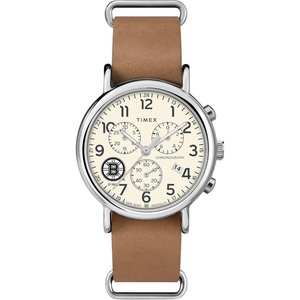 Timex Tribute Men’s NHL Weekender Chrono 40mm Quartz Leather Strap(Boston Bruins)