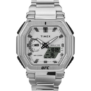 Timex UFC Men’s Colossus 45mm Watch(Silver-Tone/Silver-Tone/Silver-Tone)