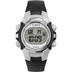 Timex Unisex Digital 33mm Watch(Black/Silver-Tone/Digital)